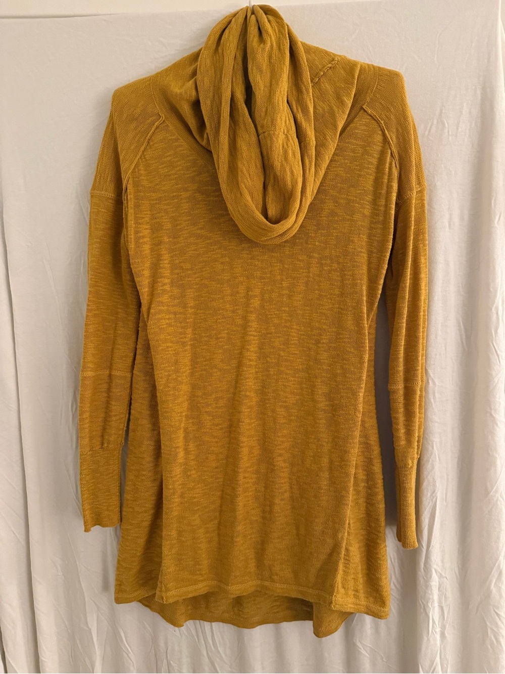 Cozy Hooded Longline Sweater in Mustard